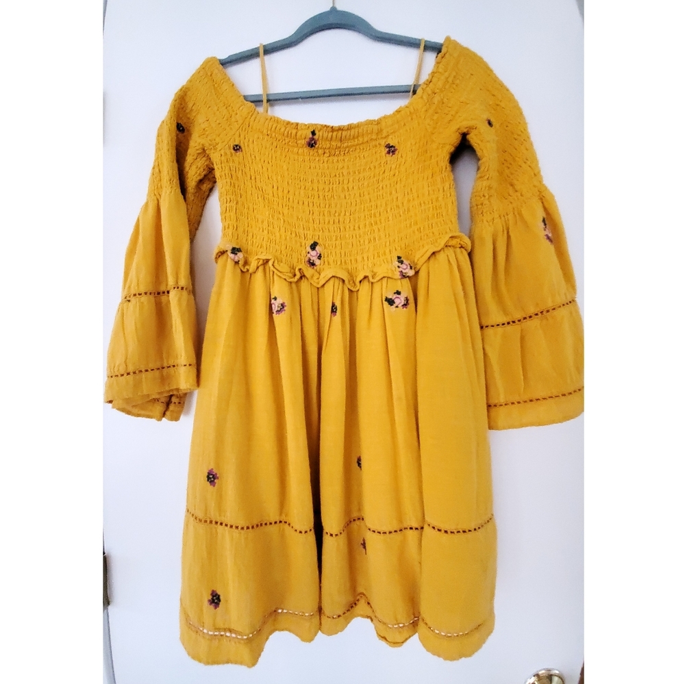 Free People honey yellow hippie dress size M